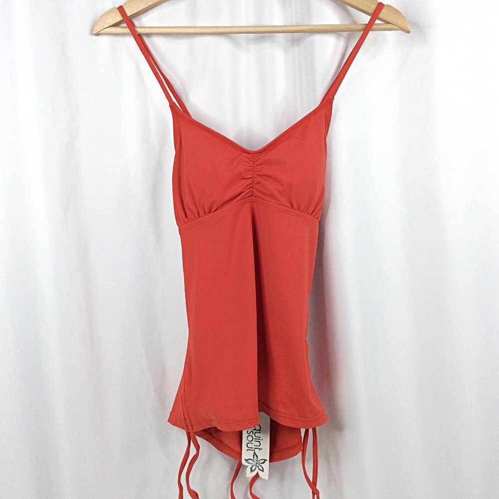 NWT Quint Soul Tankini Top Women Small Strappy Cross Backless Coral Red Swimsuit